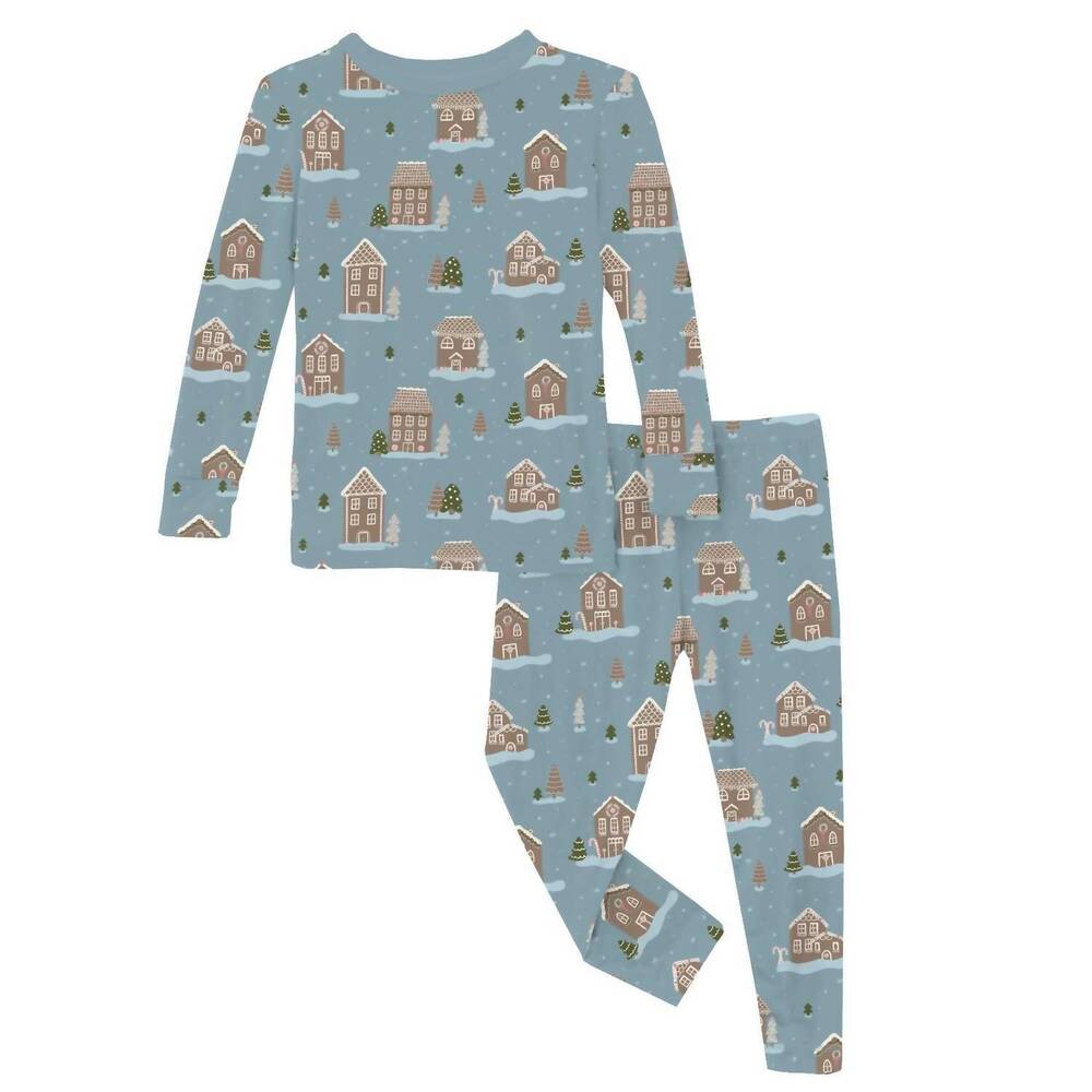 NEW KICKEE kid's long sleeve pajama set in stormy sea gingerbread town